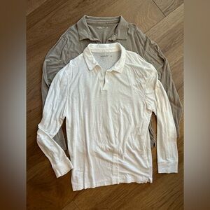 Abercrombie &Fitch, Linen Blend, long sleeve, v-neck, size L shirts in khaki